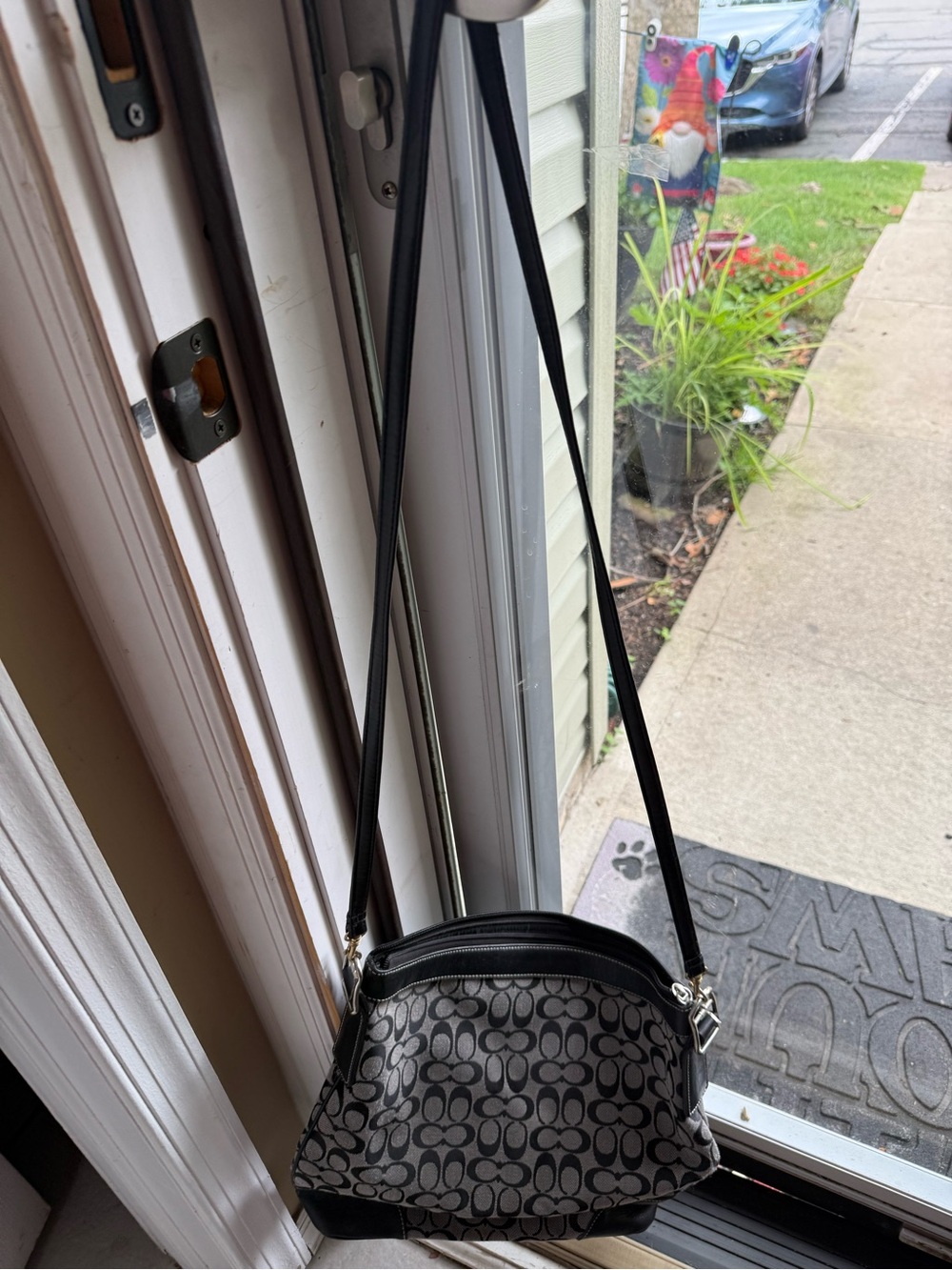 Coach Black and Gray Signature Crossbody Shoulder Bag